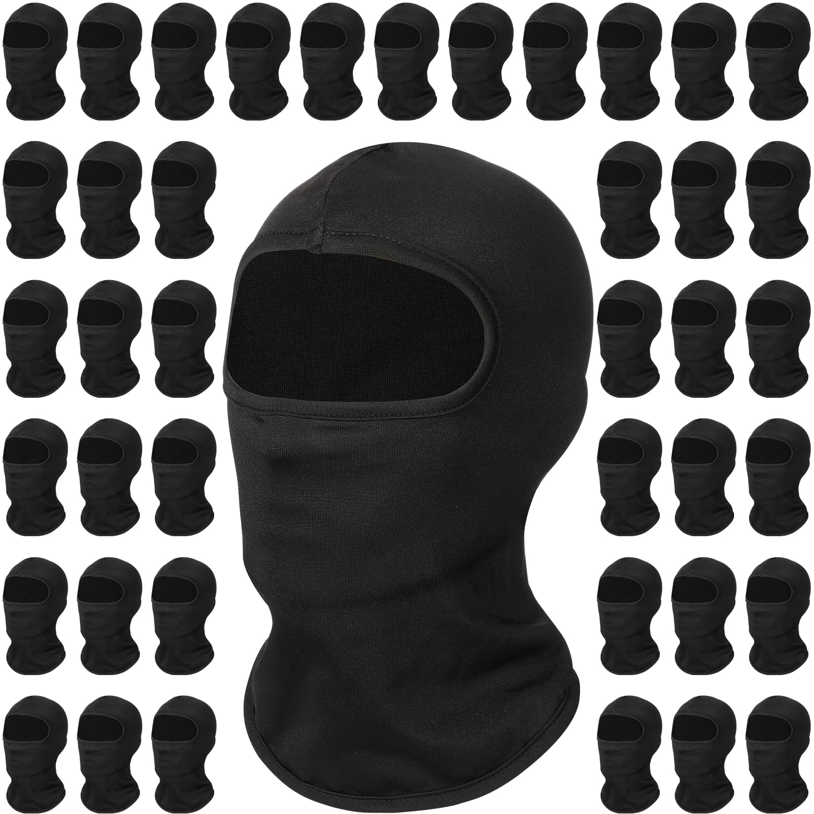 Hercicy 50 Pcs Ski Mask Balaclava Face Mask For Men&Women Full Cover Adjustable For Motorcycle Summer Winter Protection (Black)